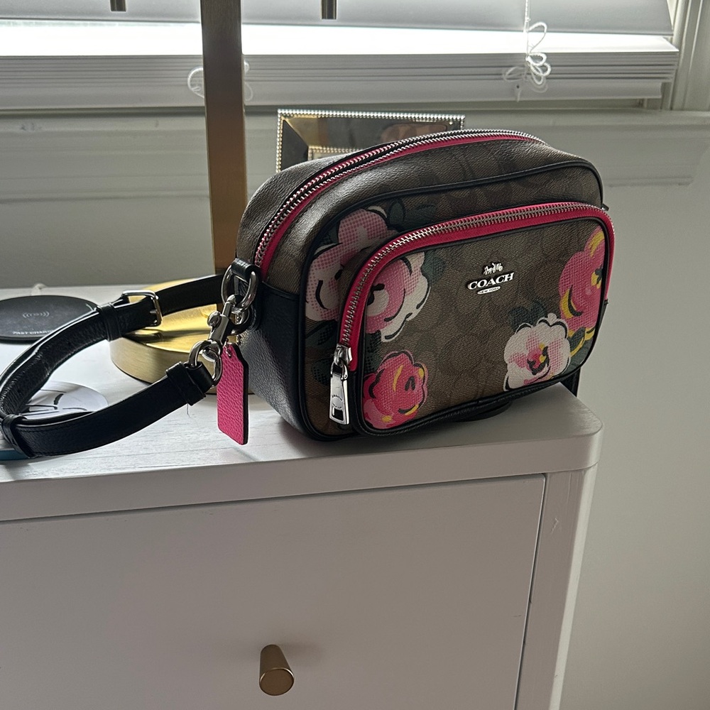 Coach Crossbody Bag with Pink Floral Design